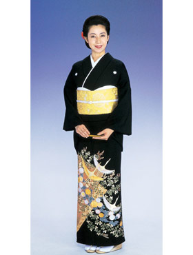 金彩に鶴