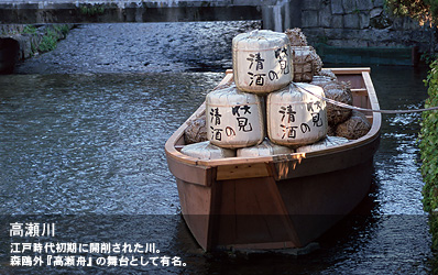 江戸時代初期に開削された川。森鴎外『高瀬舟』の舞台として有名。