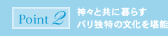 ポイント2:神々と共に暮らすバリ独特の文化を堪能