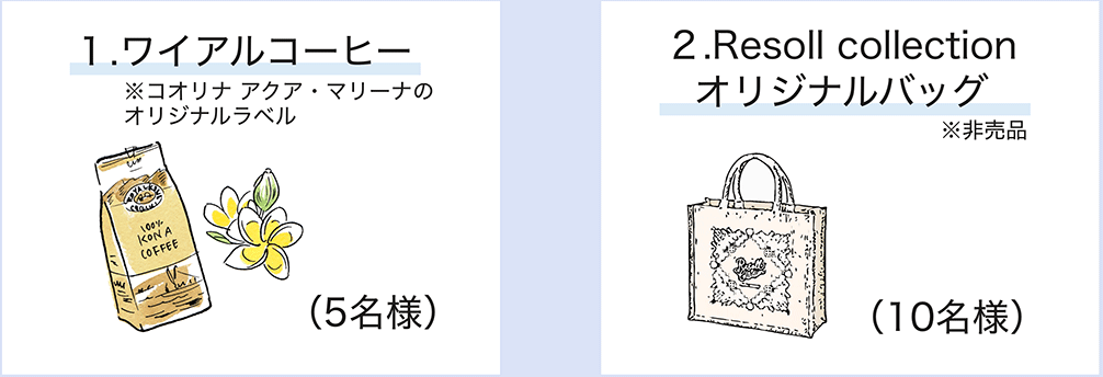 1.ワイアルコーヒー 2.Resoll collection オリジナルバッグ