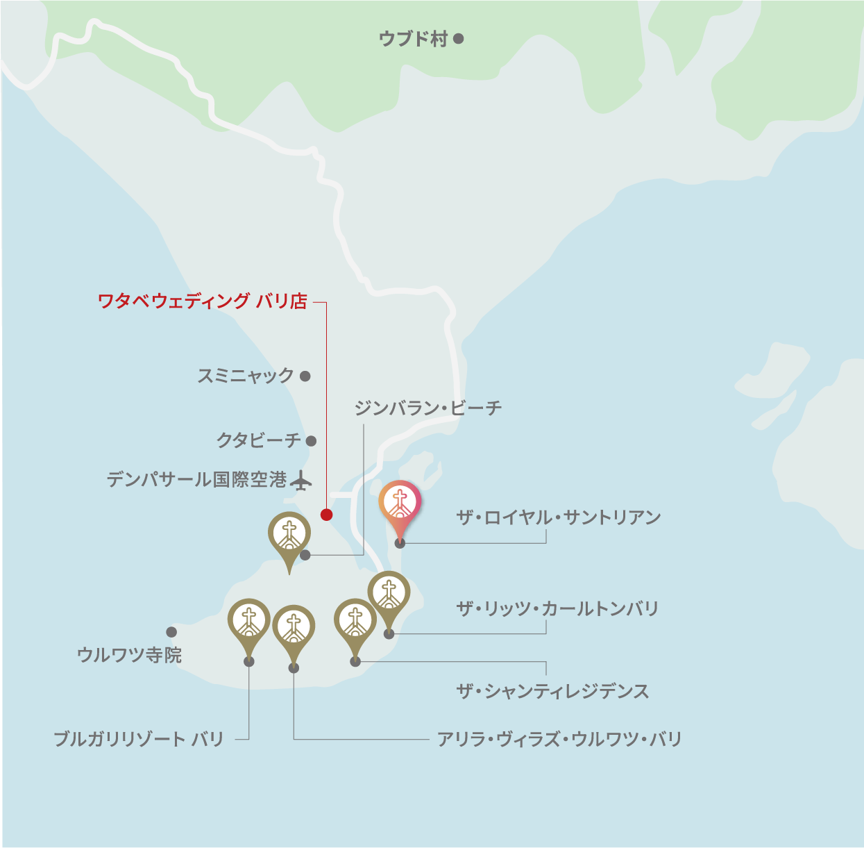 バリ島のチャペルマップ