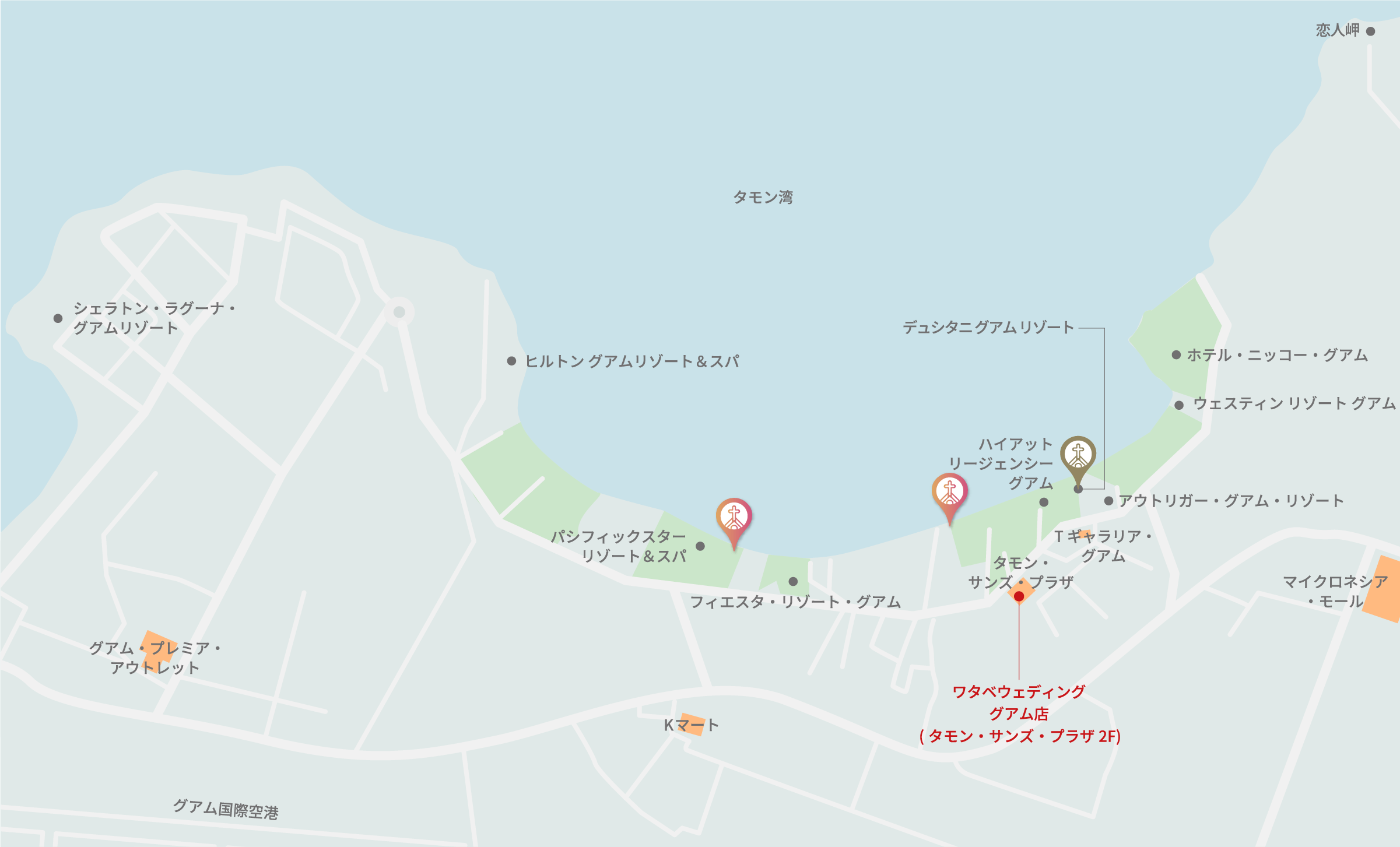 グアム島のチャペルマップ