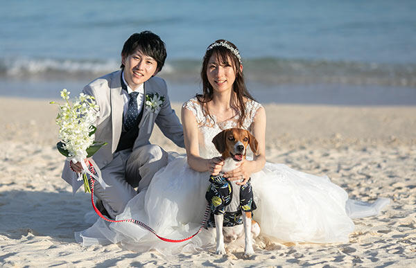 愛犬と一緒にウェディングフォト撮影