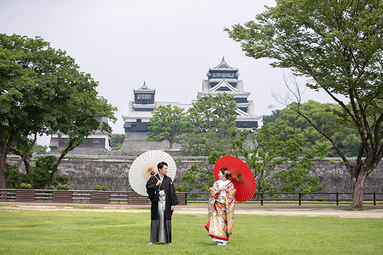 熊本城で和装の前撮り