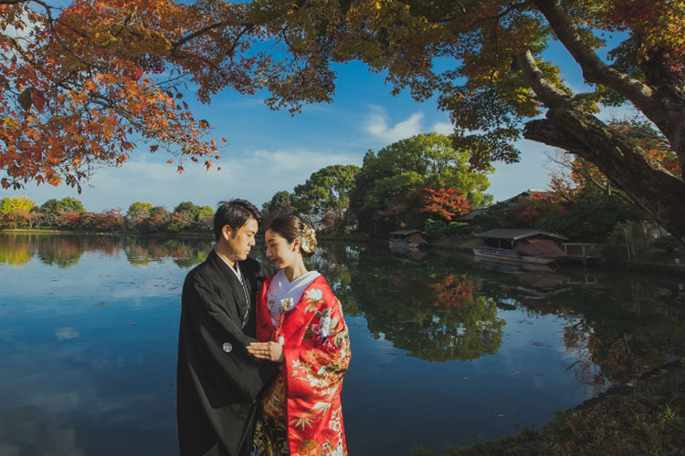 大覚寺（水景）での京都フォトウェディング・前撮り