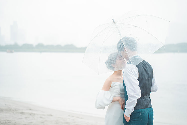 前撮り撮影で雨