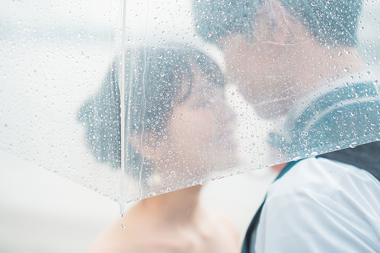 前撮り撮影で雨