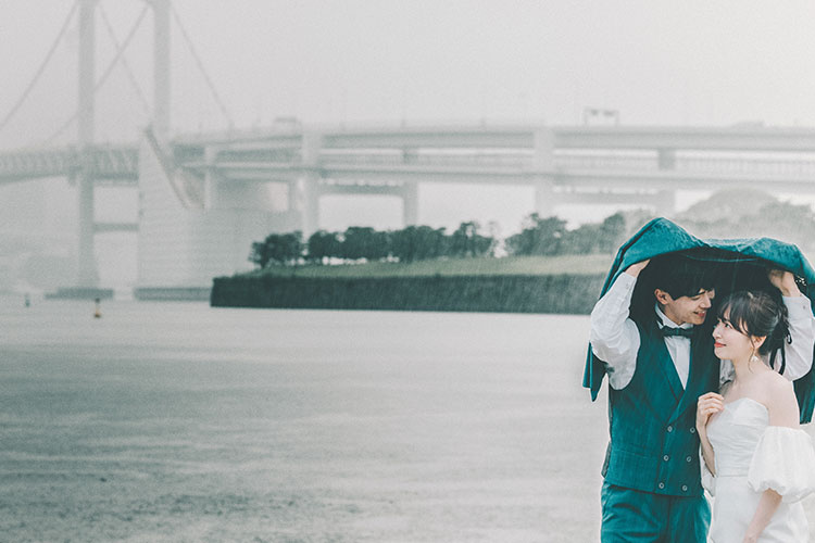 前撮り撮影で雨