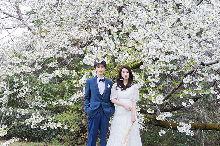 代々木公園の芝生でのフォトウェディングイメージ