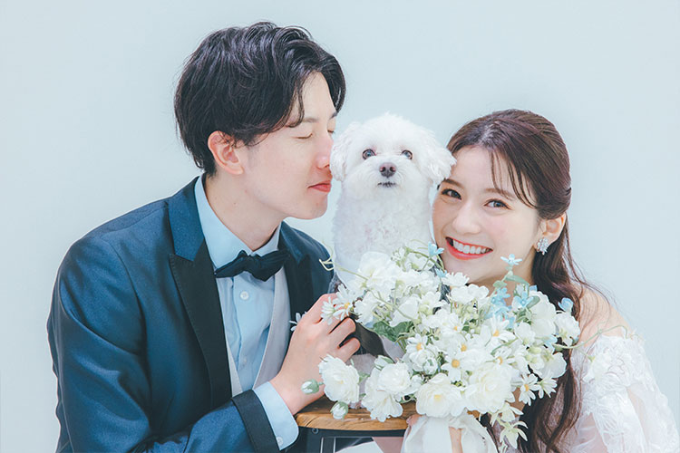 愛犬と一緒に撮影できるフォトウェディングスタジオ｜大切なペットと思い出を残そうのアイキャッチ画像
