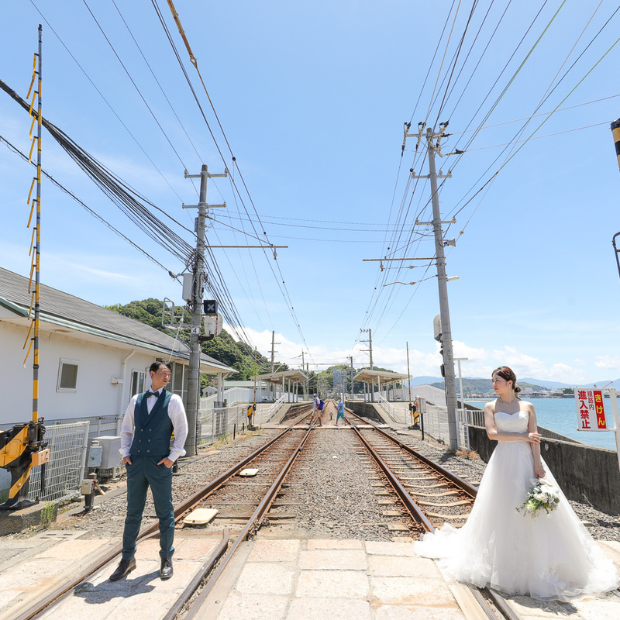 梅津寺海岸&梅津寺駅 フォトウェディング