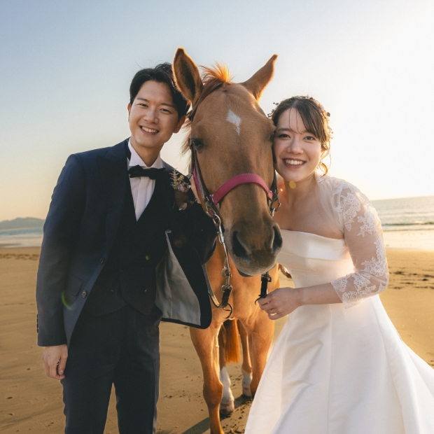 海の中道海浜公園<br>(海辺のプレミアム馬フォト) フォトウェディング