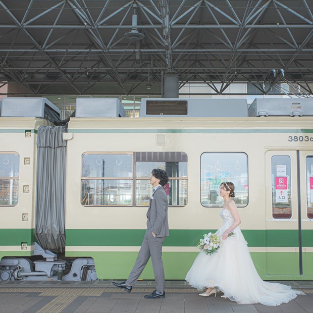 路面電車 フォトウェディング