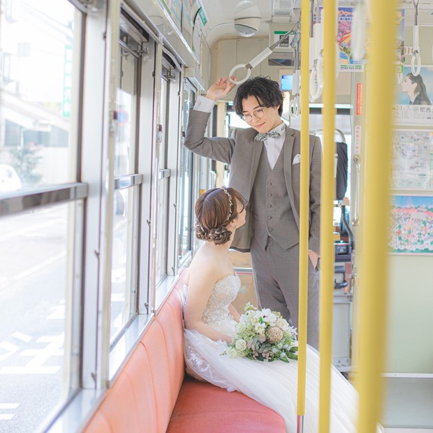 路面電車 フォトウェディング