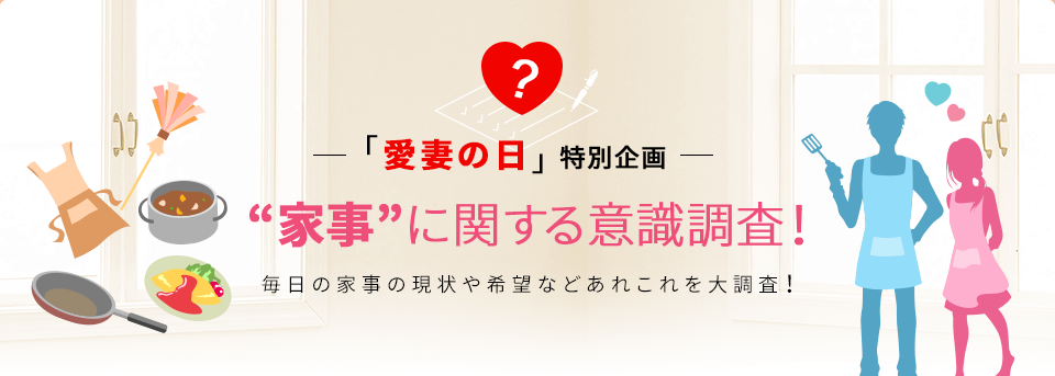 「愛妻の日」特別企画“家事”に関する意識調査！ 毎日の家事の現状や希望などあれこれを大調査！