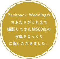 Backpack Weddingのおふたりがこれまで撮影してきた約500点の写真をじっくりご覧いただきました。