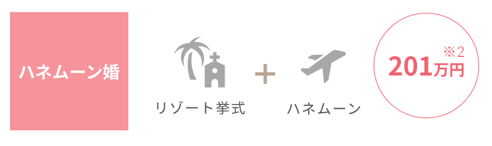 ハネムーン婚 リゾート挙式+ハネムーン 201万円 ※2