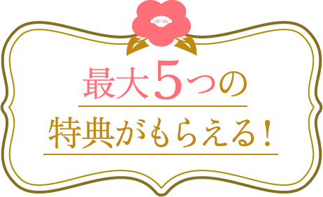 最大5つの特典がもらえる！