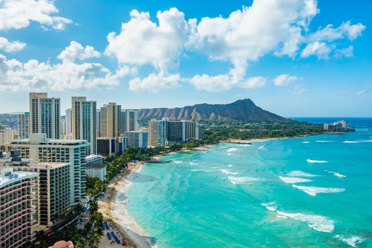 ワイキキビーチとダイヤモンドヘッドの絶景