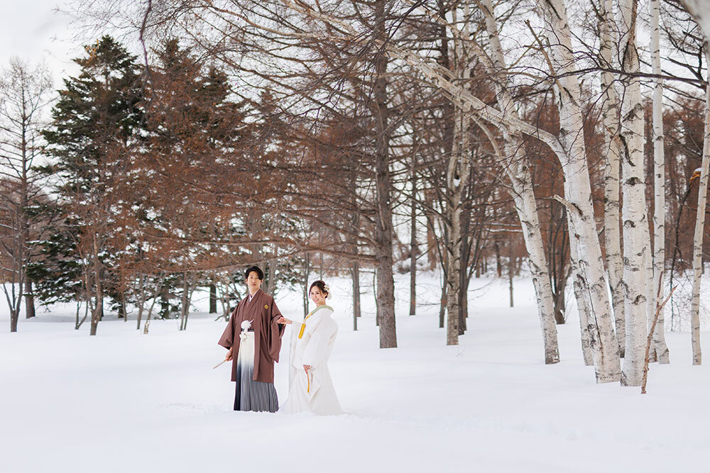 雪景色でのフォトウェディング